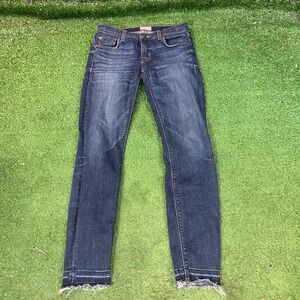 Hudson Jeans Womens Sz 24 Crop‎ Raw Hem Low Rise Stretch Dark Wash